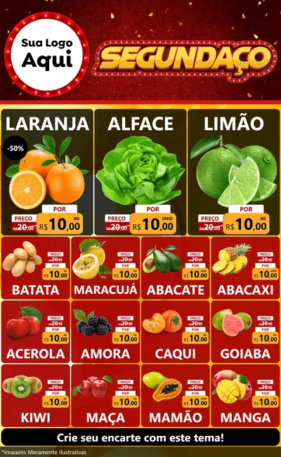 Modelo de Encarte para Encarte Grande com o tema Segundaço para Hortifrúti