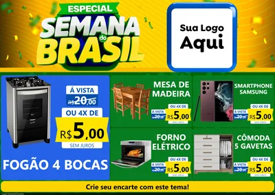 Modelo de Encarte para Encarte A4 Horizontal com o tema Especial Semana do Brasil para Móveis e Eletro