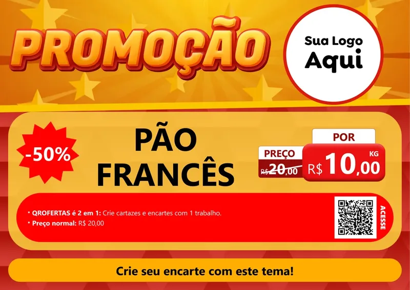 Modelo de Cartaz para Cartaz A4 Horizontal com o tema Promoção para Padaria