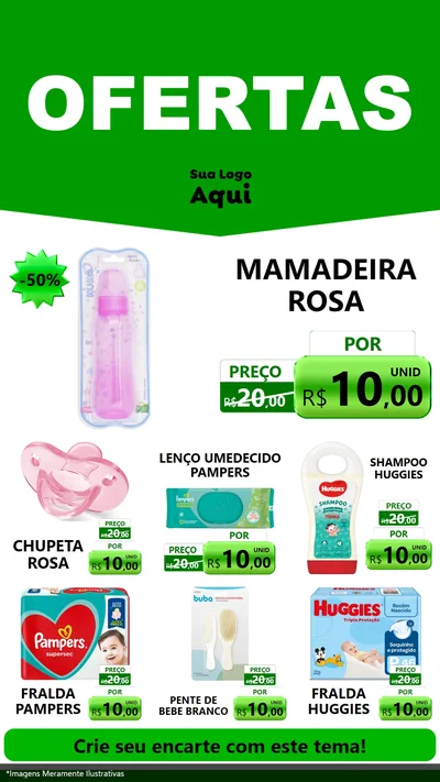 Modelo de Rede Social para Stories com o tema Ofertas Verde Cartaz para Bebês