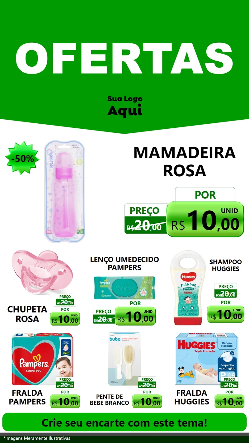 Modelo de Rede Social para Stories com o tema Ofertas Verde Cartaz para Bebês