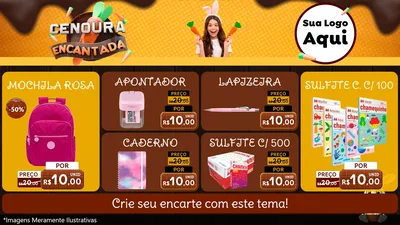 Modelo de TV para TV Horizontal com o tema Cenoura Encantada - Páscoa para Papelaria
