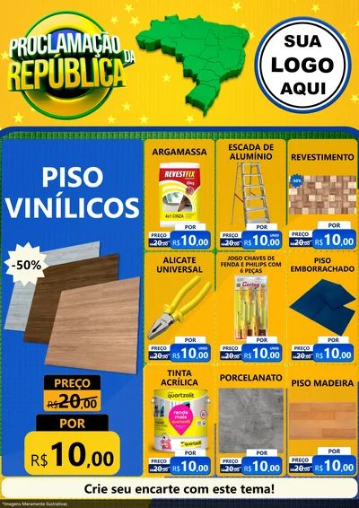 Modelo de Encarte para Encarte A4 Vertical com o tema Proclamação da República para Material para Construção