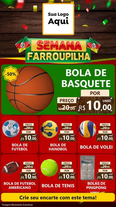 Modelo de Rede Social para Stories com o tema Semana Farroupilha para Artigos Esportivos