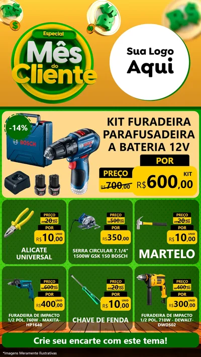 Modelo de Rede Social para Stories com o tema Especial Mês do Cliente para Maquinas e Ferramentas