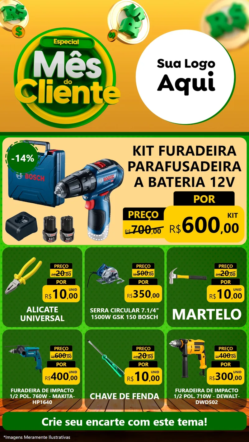 Modelo de Rede Social para Stories com o tema Especial Mês do Cliente para Maquinas e Ferramentas