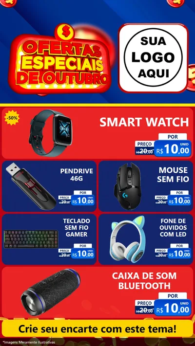 Modelo de TV para TV Vertical com o tema Ofertas Especiais de Outubro para Informática
