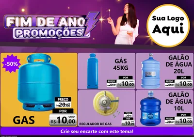 Modelo de Encarte para Encarte A4 Horizontal com o tema Fim de Ano Promoções para Água e gás