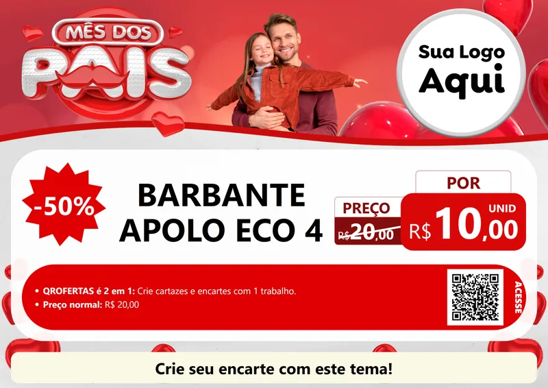 Modelo de Cartaz para Cartaz A4 Horizontal com o tema Mês dos Pais para Armarinho e Aviamentos