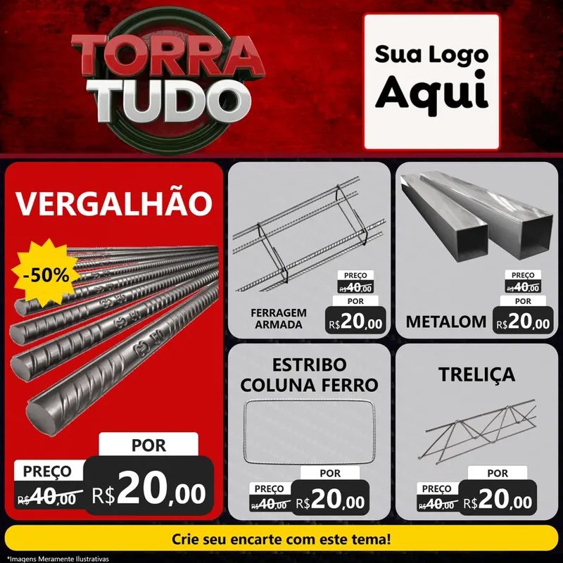 Modelo de Rede Social para Feed Facebook com o tema Torra Tudo para Ferragens