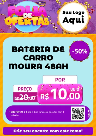 Modelo de Cartaz para Cartaz A4 Vertical com o tema Folia de Ofertas para Baterias Elétricas
