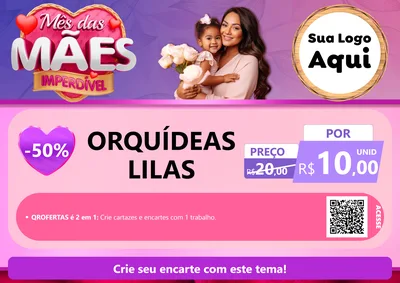 Modelo de Cartaz para Cartaz A4 Horizontal com o tema Mês das Mães Imperdível para Floricultura e jardim