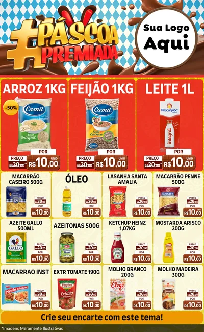 Modelo de Encarte para Encarte Grande com o tema Páscoa Premiada para Supermercado