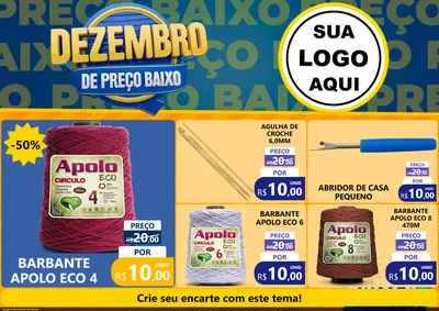 Modelo de Encarte para Encarte A4 Horizontal com o tema Dezembro de Preço Baixo para Armarinho e Aviamentos