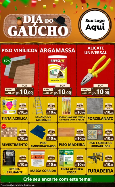 Modelo de Encarte para Encarte Grande com o tema Dia do Gaúcho para Material para Construção