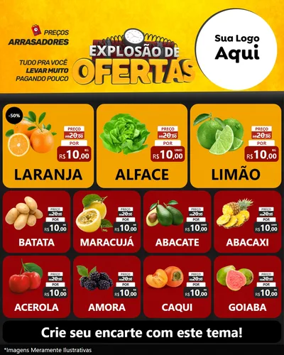 Modelo de Rede Social para Feed Instagram com o tema Explosão de Ofertas para Hortifrúti