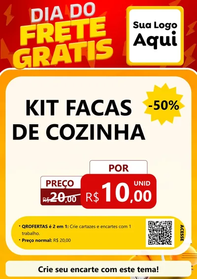 Modelo de Cartaz para Cartaz A4 Vertical com o tema Dia do Frete Grátis para Utilidades Domésticas