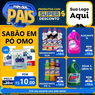 Modelo de Rede Social para Feed Facebook com o tema Mês dos Pais para Produtos de Limpeza