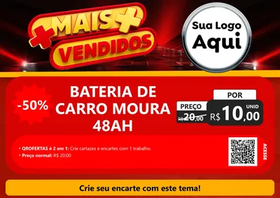 Modelo de Cartaz para Cartaz A4 Horizontal com o tema Mais Vendidos para Baterias Elétricas