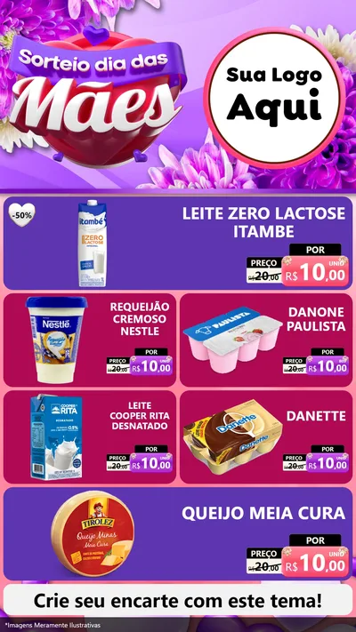 Modelo de TV para TV Vertical com o tema Sorteio Dia das Mães para Frios e Laticínios