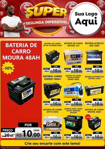 Modelo de Encarte para Encarte A4 Vertical com o tema Super Segunda Imperdível para Baterias Elétricas