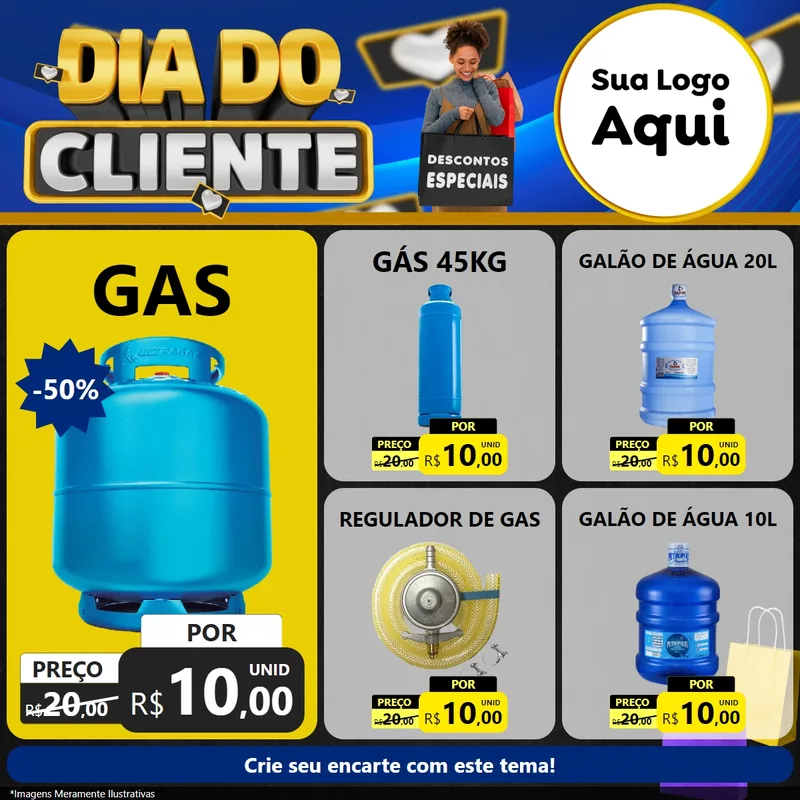 Modelo de Rede Social para Feed Facebook com o tema Dia Do Cliente para Água e gás