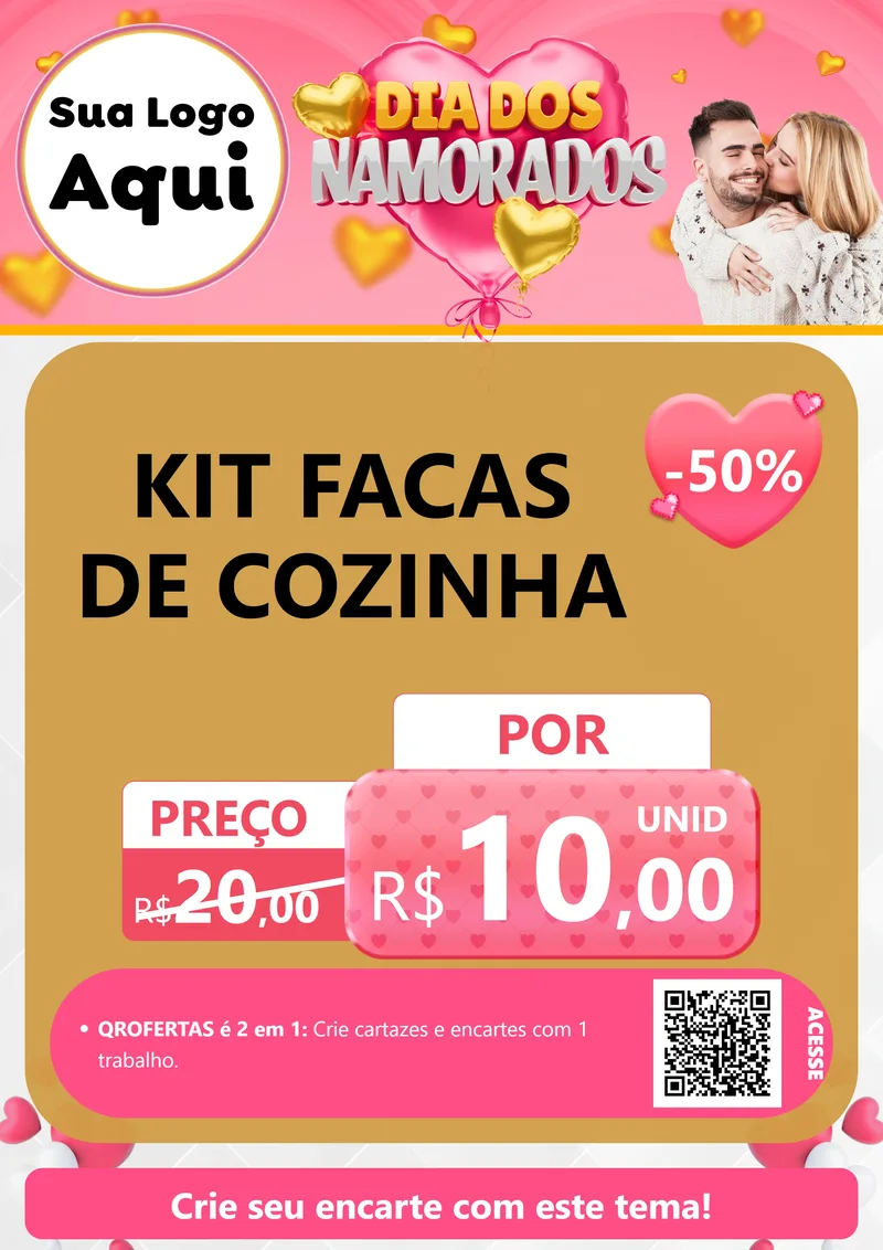 Modelo de Cartaz para Cartaz A4 Vertical com o tema Dia dos Namorados para Utilidades Domésticas