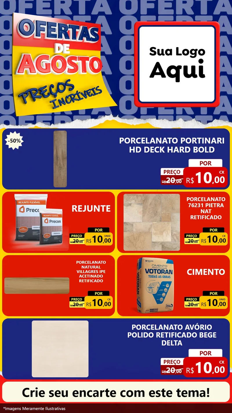 Modelo de TV para TV Vertical com o tema Ofertas de Agosto - Preços Incríveis para Pisos e revestimentos