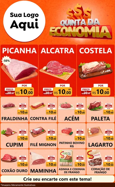 Modelo de Encarte para Encarte Grande com o tema Quinta da Economia para Açougue