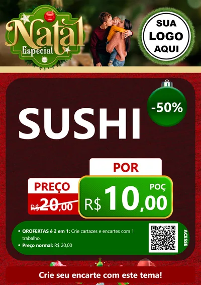 Modelo de Cartaz para Cartaz A4 Vertical com o tema Natal Especial para Comida japonesa