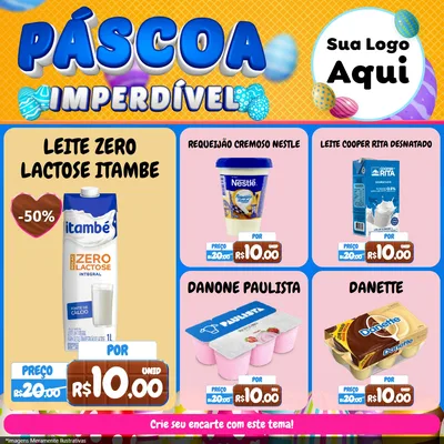 Modelo de Rede Social para Feed Facebook com o tema Páscoa Imperdível para Frios e Laticínios