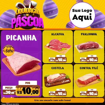 Modelo de Rede Social para Feed Facebook com o tema Liquidação de Páscoa para Açougue