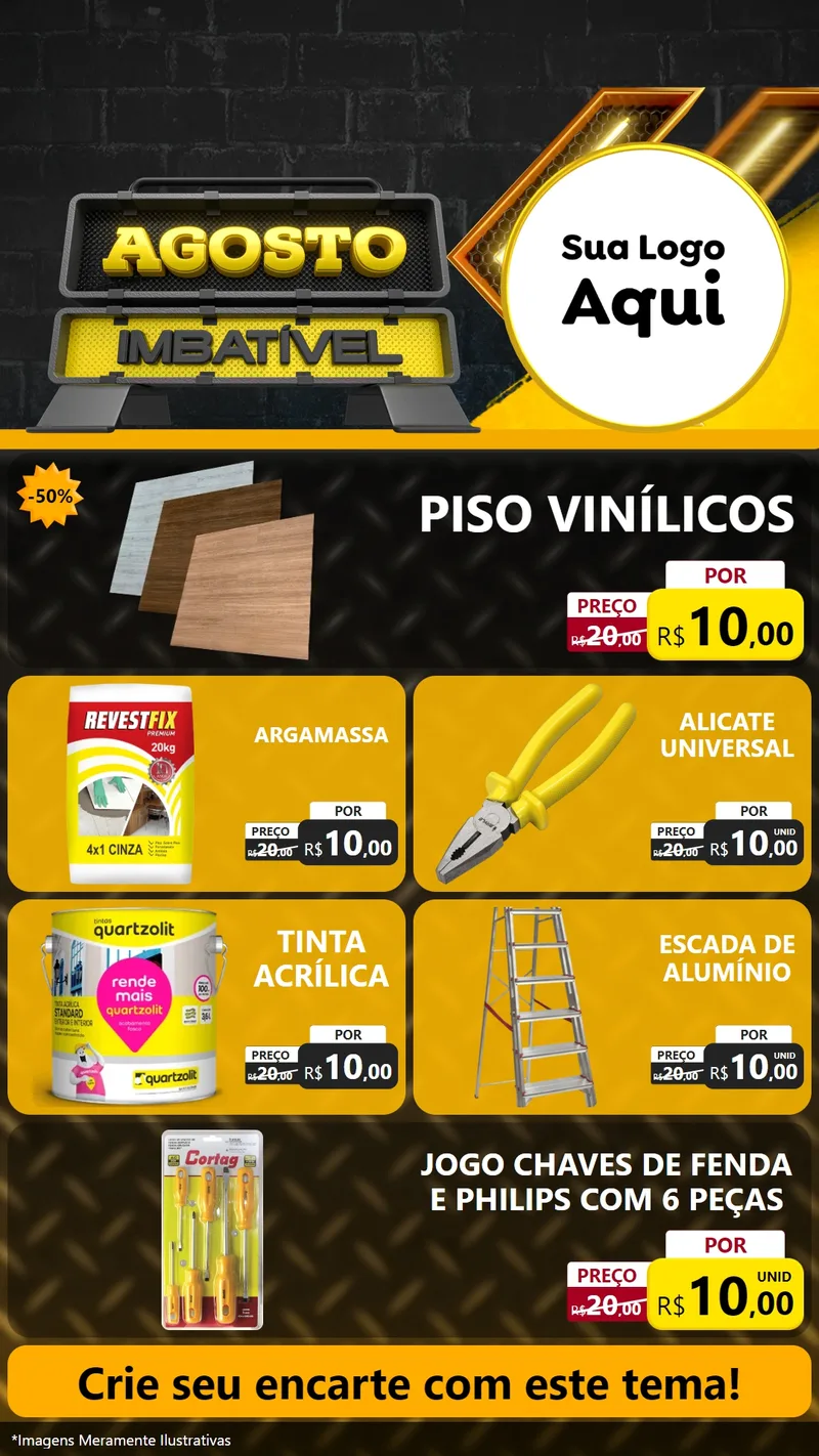Modelo de TV para TV Vertical com o tema Agosto Imbatível para Material para Construção