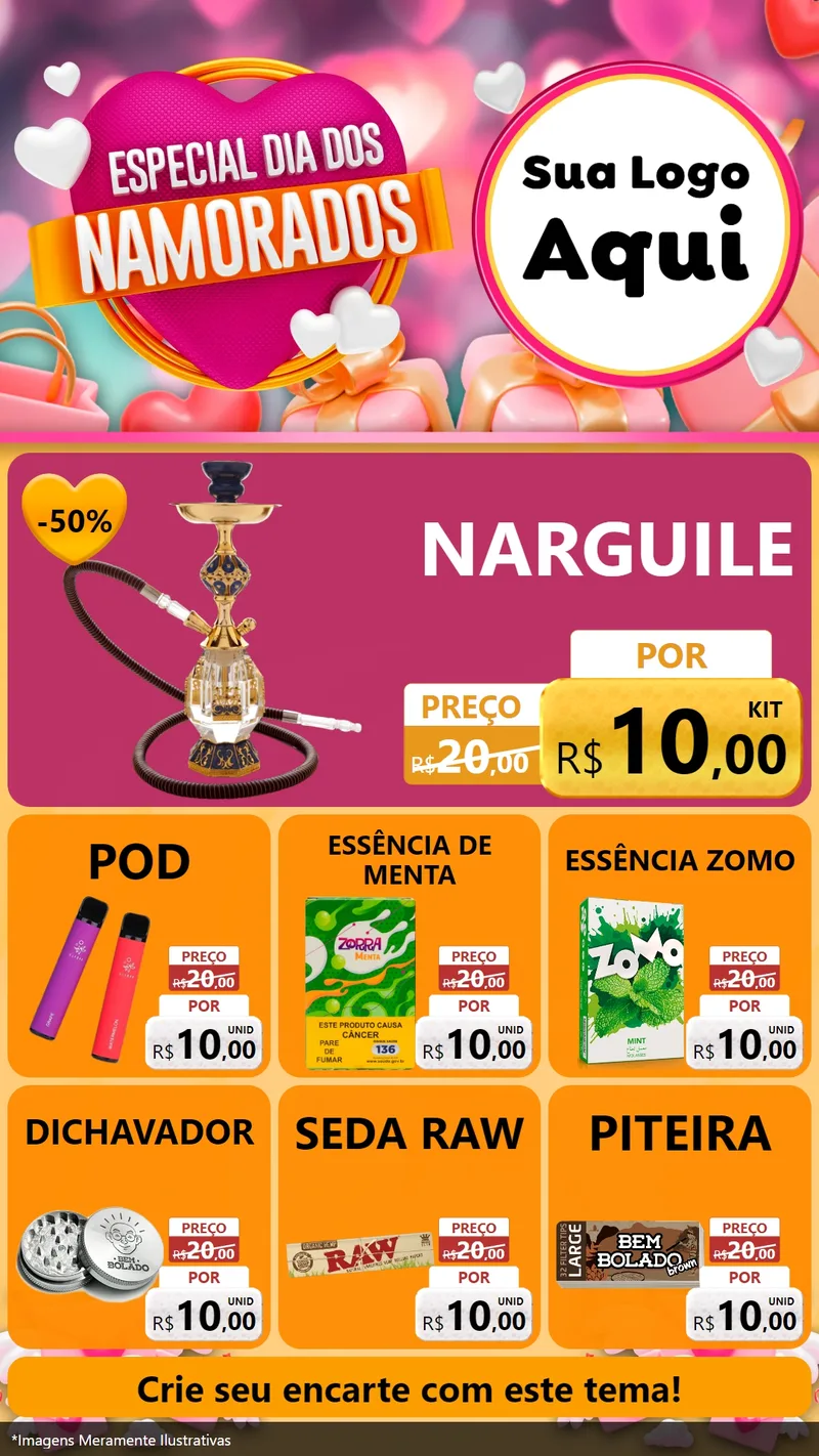 Modelo de Rede Social para Stories com o tema Especial Dia dos Namorados para Tabacaria