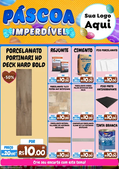 Modelo de Encarte para Encarte A4 Vertical com o tema Páscoa Imperdível para Pisos e revestimentos