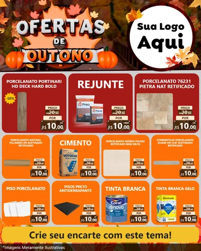 Modelo de Rede Social para Feed Instagram com o tema Ofertas de Outono para Pisos e revestimentos