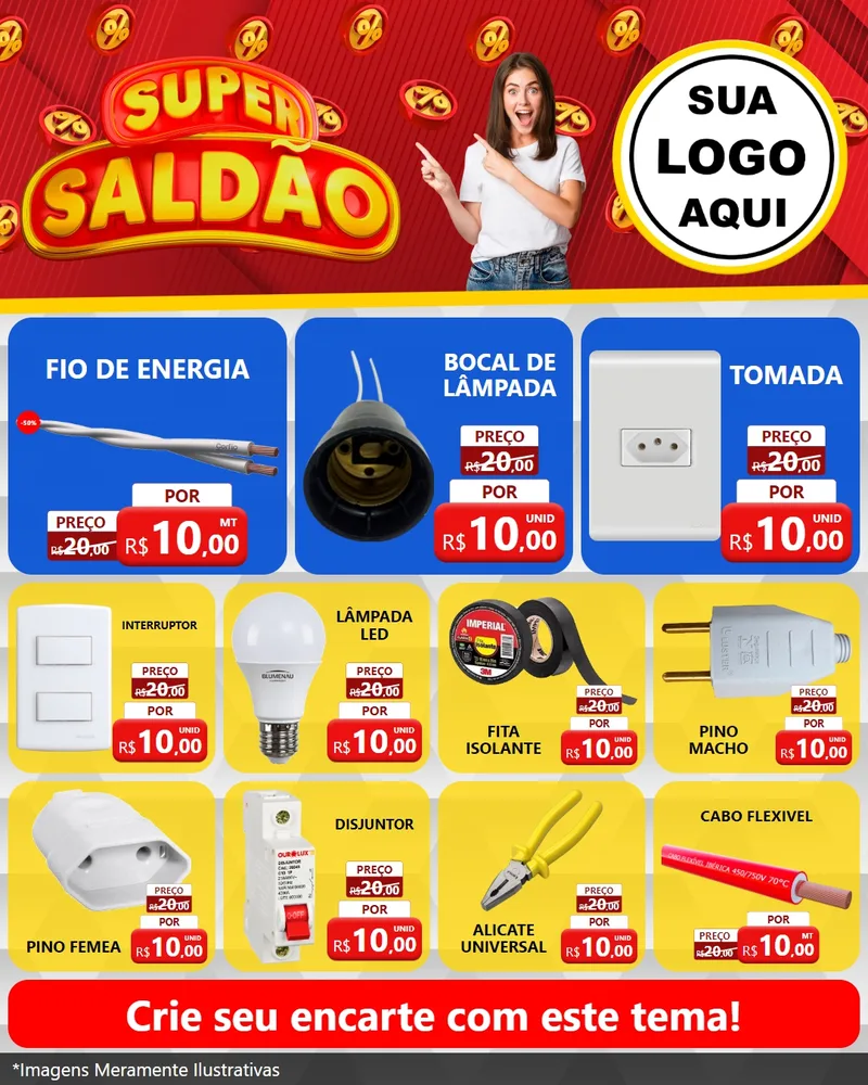 Modelo de Rede Social para Feed Instagram com o tema Super Saldão para Materiais Elétricos