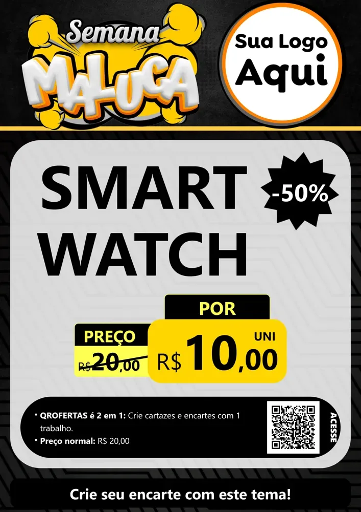 Modelo de Cartaz para Cartaz A4 Vertical com o tema Semana Maluca para Informática