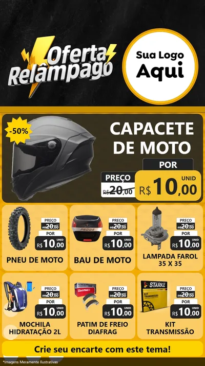 Modelo de Rede Social para Stories com o tema Oferta Relâmpago - Motopeças para Moto peças
