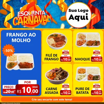 Modelo de Rede Social para Feed Facebook com o tema Esquenta de Carnaval para Restaurante
