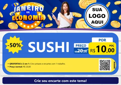 Modelo de Cartaz para Cartaz A4 Horizontal com o tema Janeiro da Economia para Comida japonesa