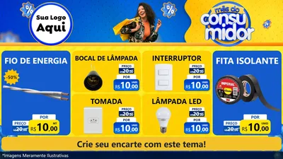 Modelo de TV para TV Horizontal com o tema Mês do Consumidor para Materiais Elétricos