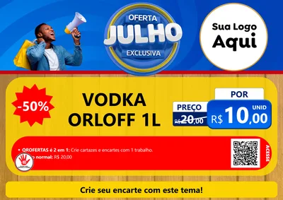 Modelo de Cartaz para Cartaz A4 Horizontal com o tema Oferta Exclusiva, Julho para Distribuidora de bebidas