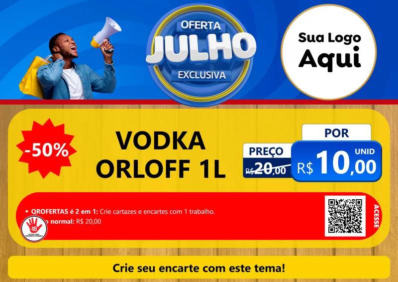 Modelo de Cartaz para Cartaz A4 Horizontal com o tema Oferta Exclusiva, Julho para Distribuidora de bebidas