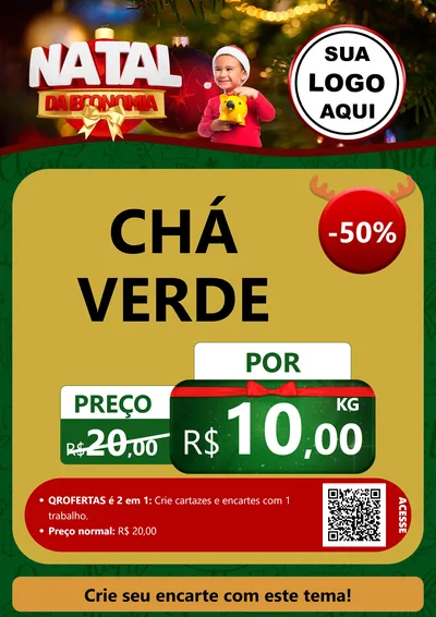 Modelo de Cartaz para Cartaz A4 Vertical com o tema Natal da Economia para Produtos Naturais