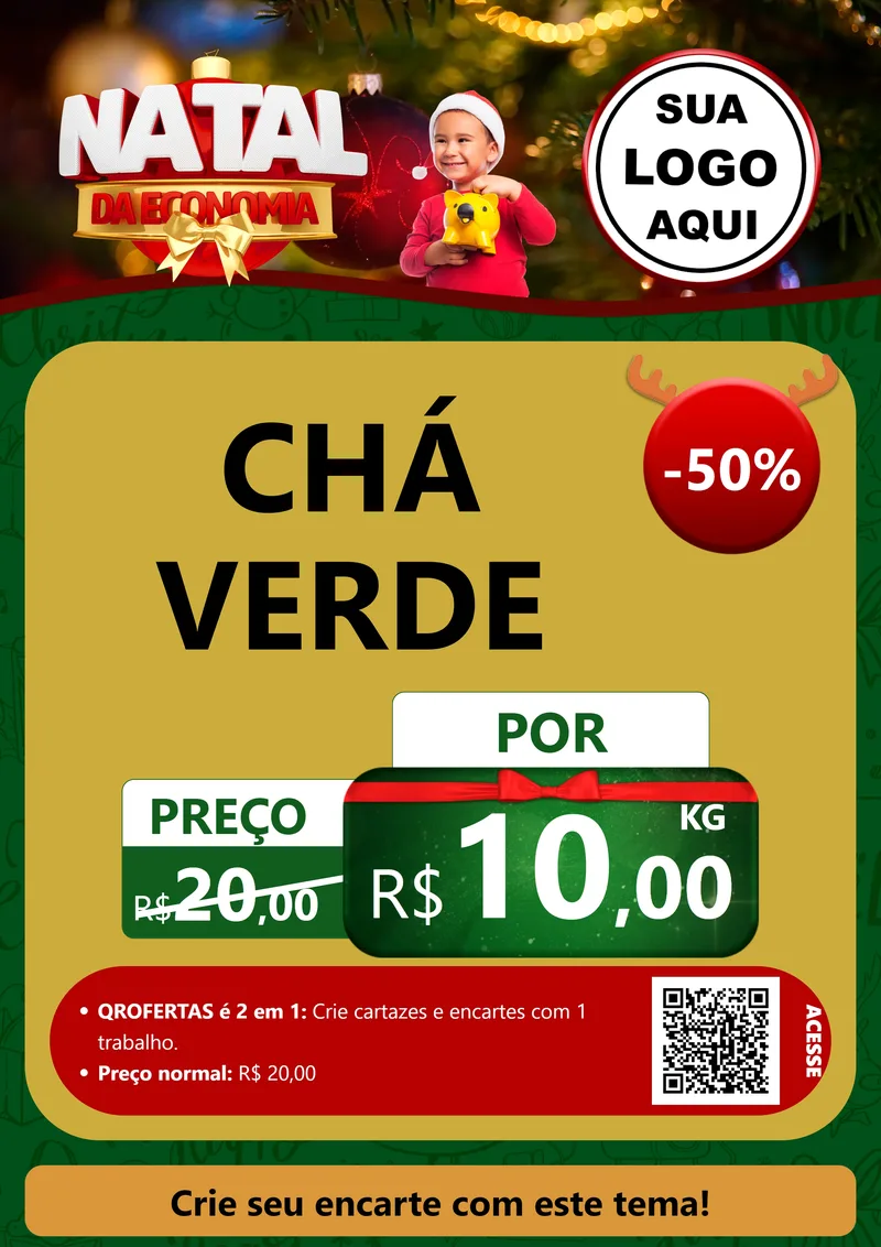 Modelo de Cartaz para Cartaz A4 Vertical com o tema Natal da Economia para Produtos Naturais