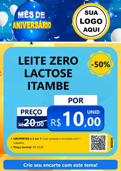 Modelo de Cartaz para Cartaz A4 Vertical com o tema Mês de Aniversário para Frios e Laticínios