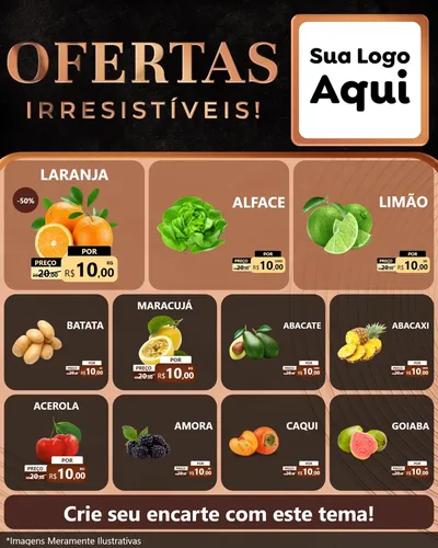 Modelo de Rede Social para Feed Instagram com o tema Ofertas Irresistíveis! para Hortifrúti
