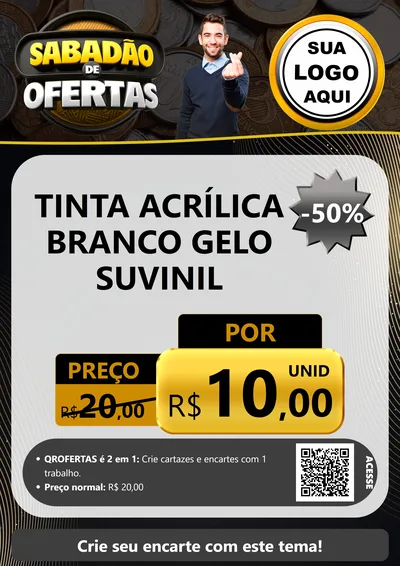 Modelo de Cartaz para Cartaz A4 Vertical com o tema Sabadão de Ofertas para Tintas e Ferramentas