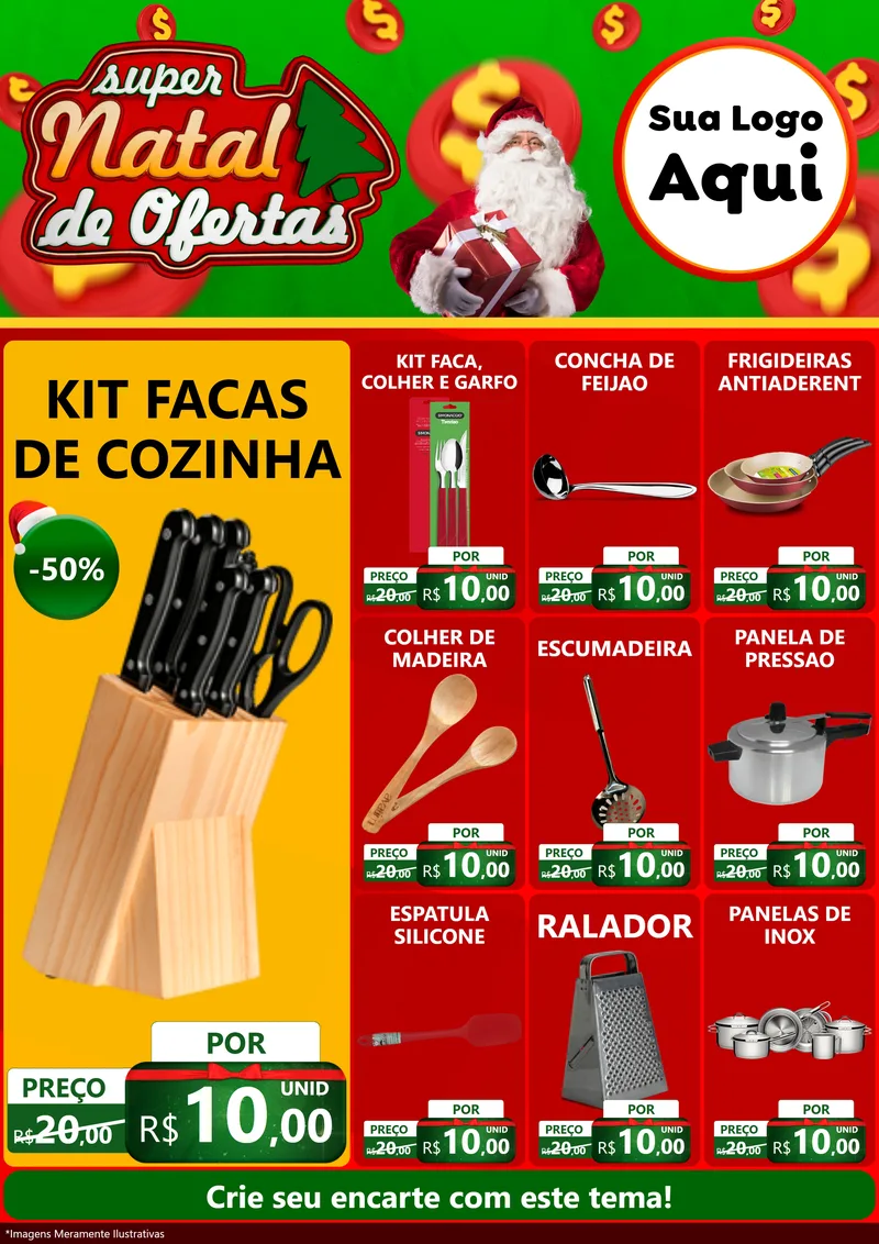 Modelo de Encarte para Encarte A4 Vertical com o tema Super Natal de Ofertas para Utilidades Domésticas